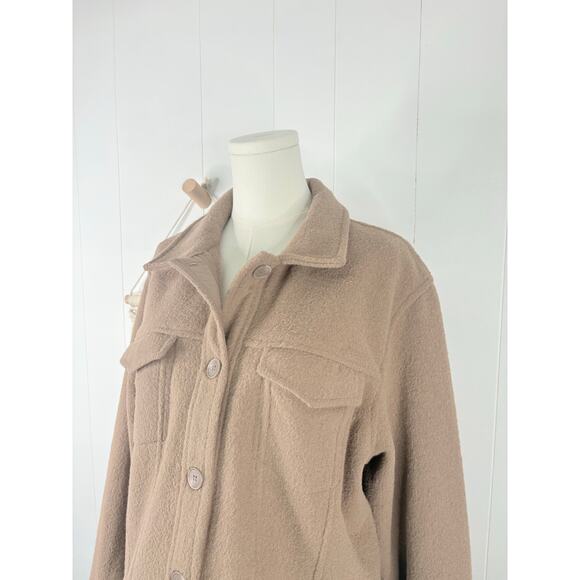 NWT Joie Teddy Jacket Womens XL Camel Tan Cropped Moto Shacket - Picture 2 of 8
